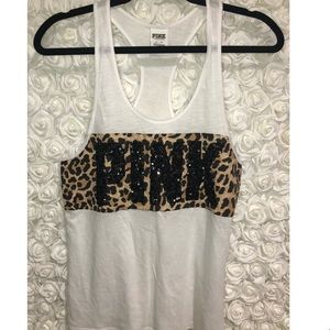 VS PINK leopard tank top with sequins